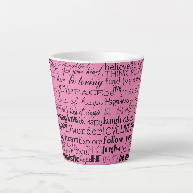 Schwarz-Rosa-inspirierende Worte Milchtasse (Vorderseite)