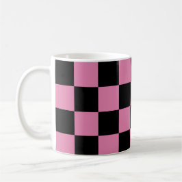 Schwarz-rosa kariertes Druckmuster Kaffeetasse
