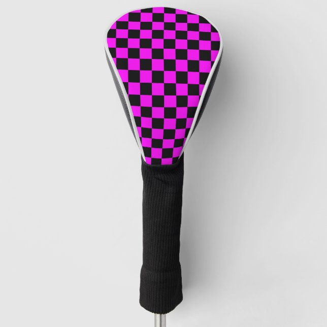 Schwarz + Rosa Karo Prüfmuster Golf Headcover (Vorderseite)