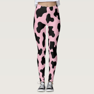 Schwarz & Rosa Kuhfelldruck Leggings