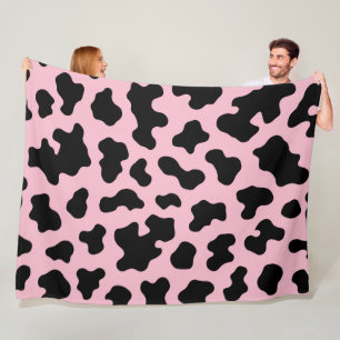 Schwarz & Rosa Kuhlederdruck Fleecedecke