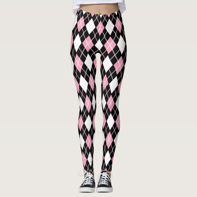 Schwarz/Rosa Leggings für nahtlose Raute (Vorderseite)