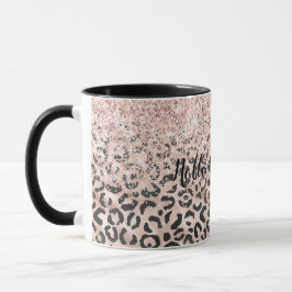 Schwarz-Rosa Leopard Druckblau-Glitzer Tasse