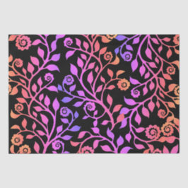 Schwarz Rosa Lila Wirbles Blumenmuster Klasse Seidenpapier