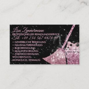 Schwarz-Rosa Luxus-Reinigungsservice-Hausmädchen Visitenkarte