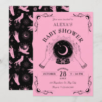 Schwarz-Rosa-Magie-Mondkristall-Babydusche