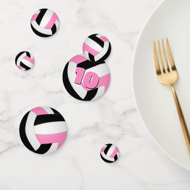Schwarz-Rosa-Mannschaft farbenfrohe Mädchenvolleyb Konfetti (Gruppe)