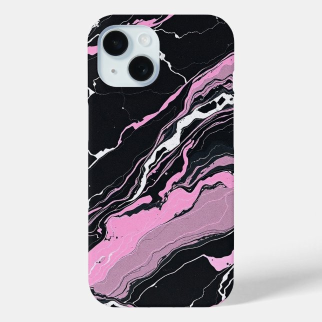 Schwarz-Rosa-Marmor Case-Mate iPhone Hülle (Rückseite)