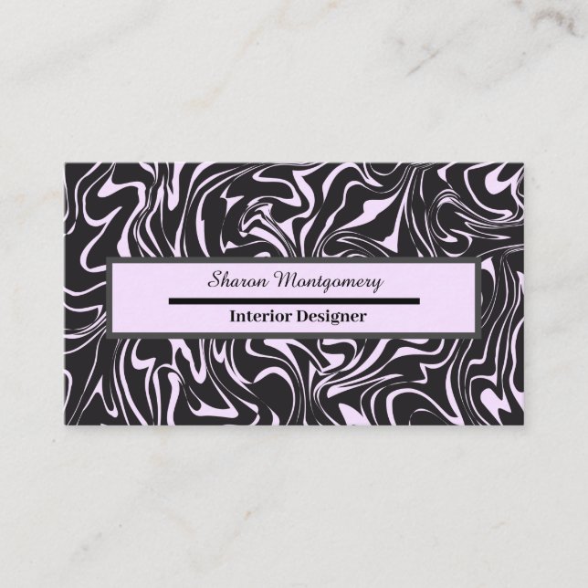 Schwarz-Rosa-Marmor-Flüssig-Swirl-Muster Visitenkarte (Vorderseite)