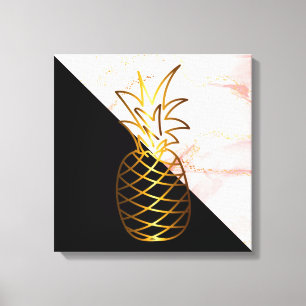 Schwarz Rosa Marmor Gold Ananas Canvas Print Leinwanddruck