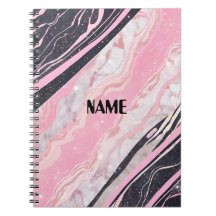 Schwarz-Rosa-Marmor-Notebook