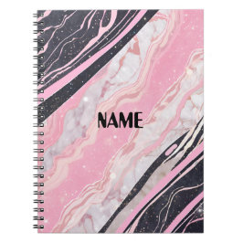 Schwarz-Rosa-Marmor-Notebook Notizblock