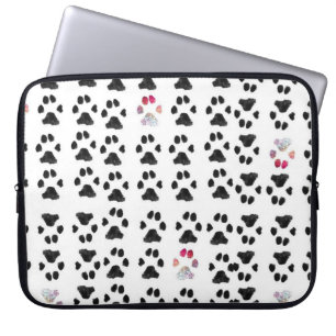 Schwarz-Rosa-Minimal-Paw-Druckmuster Laptopschutzhülle