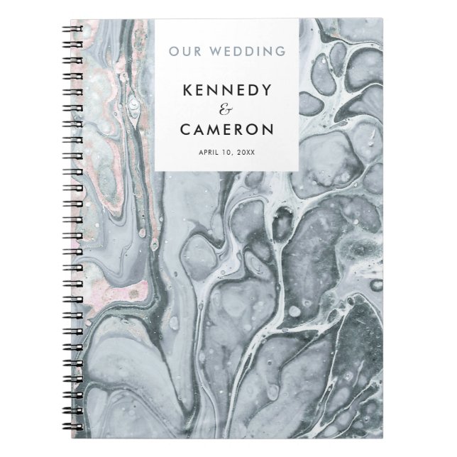 Schwarz/Rosa Minimalistischer Marmor Notizblock (Vorderseite)