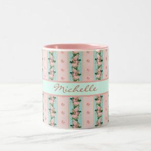 Schwarz-Rosa-Minze-Tapete-Look Zweifarbige Tasse