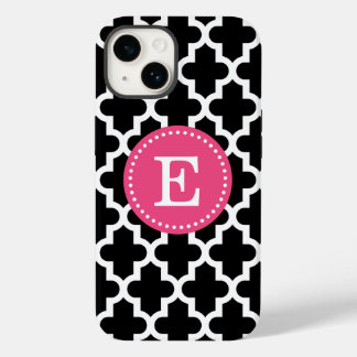 Schwarz/Rosa Modernes marokkanisches Monogramm iPhone Hülle