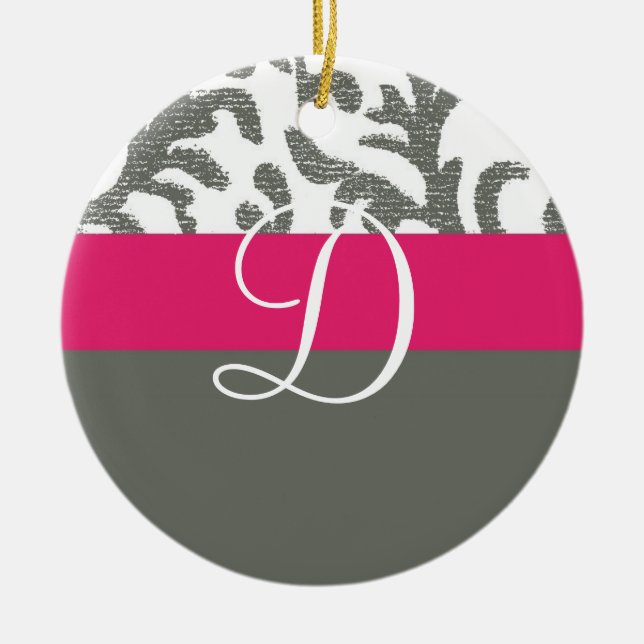 Schwarz-Rosa-Monogramm Keramikornament (Vorne)