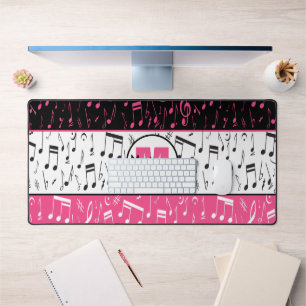 Schwarz-Rosa-Musiknoten Schreibtischunterlage