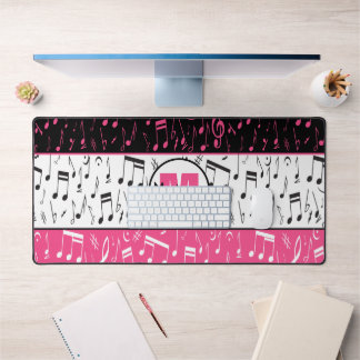 Schwarz-Rosa-Musiknoten Schreibtischunterlage