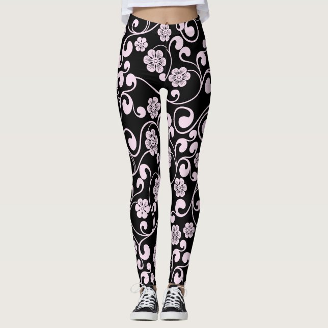 Schwarz-Rosa-Muster - Frauenarbeit Leggings (Vorderseite)