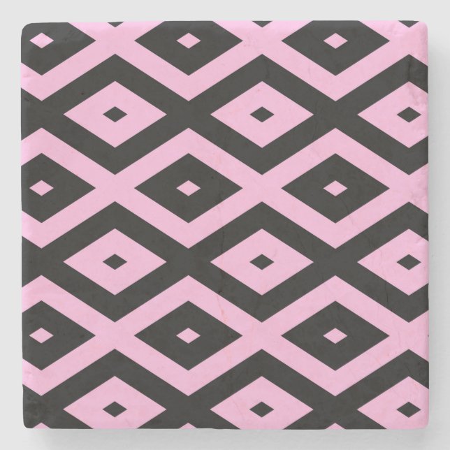 Schwarz-Rosa-Muster Steinuntersetzer (Vorderseite)