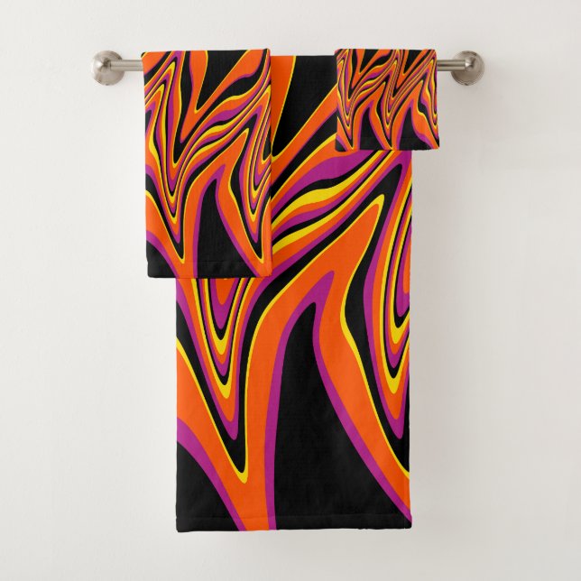 Schwarz, Rosa, Orange und Gelb Badhandtuch Set (Insitu)
