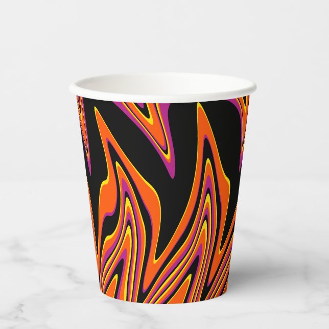 Schwarz, Rosa, Orange und Gelb Pappbecher (Vorderseite)