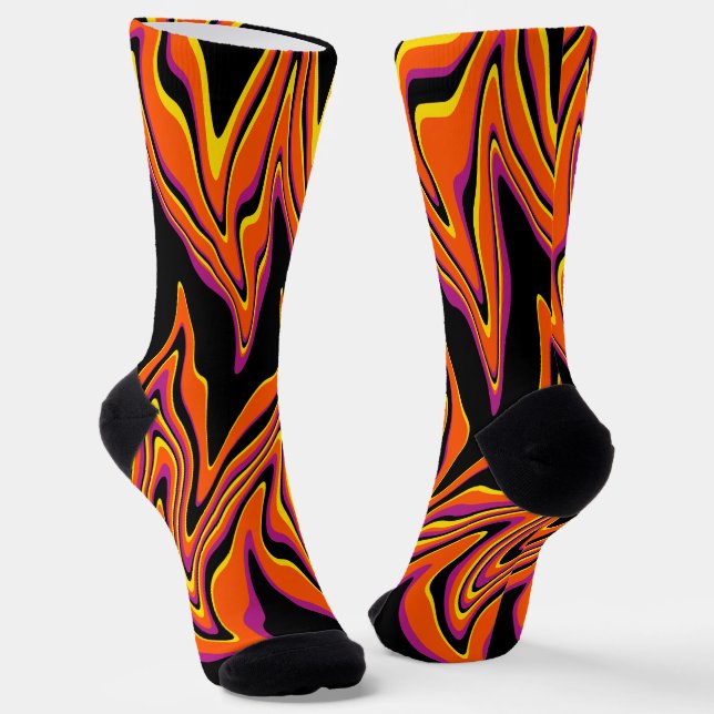 Schwarz, Rosa, Orange und Gelb Socken (Gewinkelt)