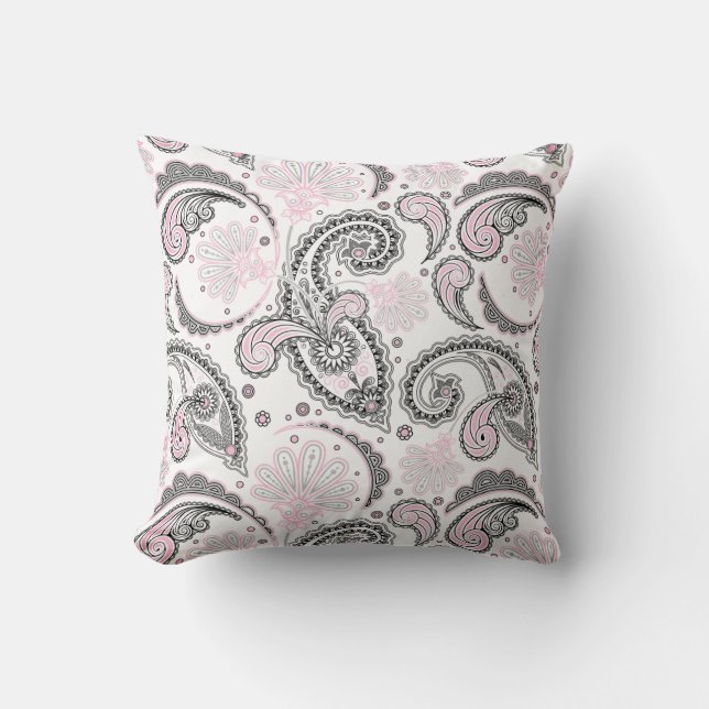 Schwarz-Rosa-Paisley-Muster dekorative Throw-Kisse Kissen (Vorderseite)