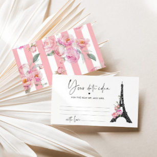 Schwarz Rosa Paris Eiffelturm Datum Ideen Begleitkarte