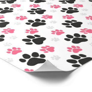 Schwarz-Rosa Paw Print Downer Puppy Lover Pets Poster