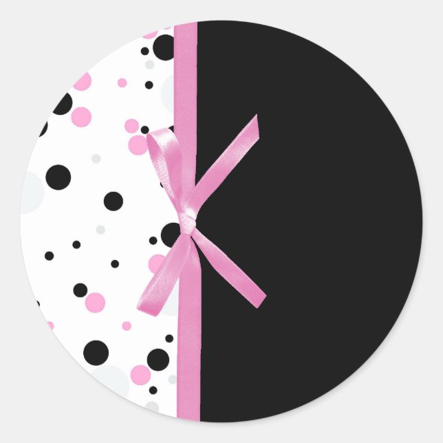 Schwarz-Rosa-Polka-Dot-Design Runder Aufkleber (Vorderseite)