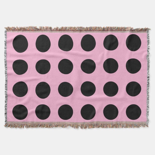 Schwarz-Rosa-Polka-Punkte werfen Decke (Vorderseite)