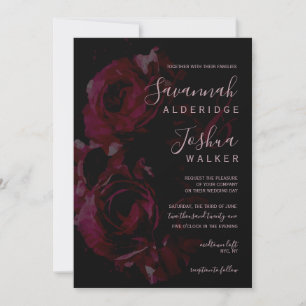 Schwarz-Rosa-Rose-Hochzeit Einladung