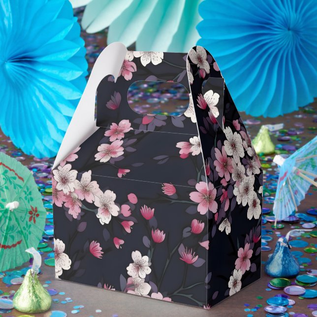 Schwarz-Rosa-Sakura-Blume, Musterdesign, Geschenkschachtel (Party)