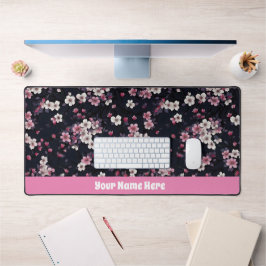 Schwarz-Rosa-Sakura-Blume, Musterdesign, Schreibtischunterlage
