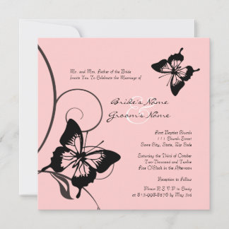 Schwarz-Rosa-Schmetterling Einladung