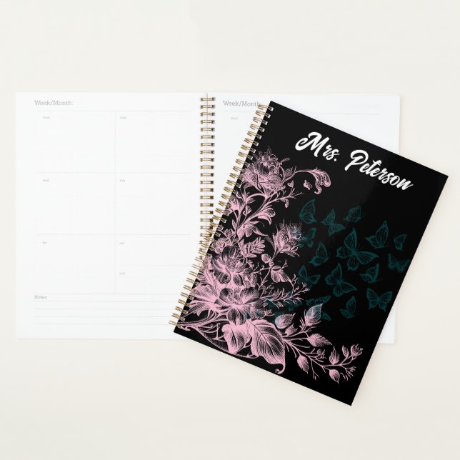 Schwarz-Rosa-Schmetterling Womens Weekly Planner Planer (Anzeige)