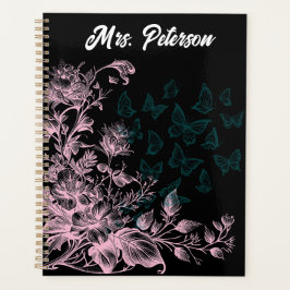 Schwarz-Rosa-Schmetterling Womens Weekly Planner Planer