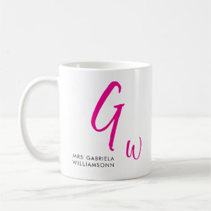 Schwarz-Rosa-Script Monogram Mrs. Wedding Kaffeetasse