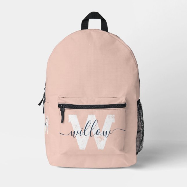 Schwarz-Rosa-Script-Typografie Bedruckter Rucksack (Vorderseite)