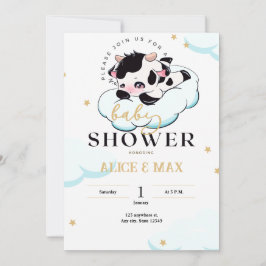 Schwarz Rosa Sleepy Kuh Weiße Cloud Baby Dusche Einladung