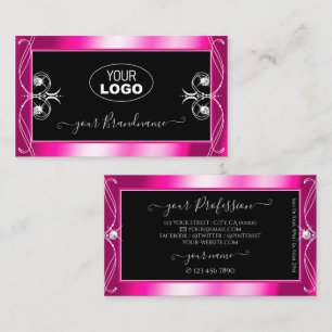 Schwarz-Rosa-Sparkle-Diamanten-Ornamente Logo hinz Visitenkarte