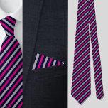 Schwarz-Rosa Streifen Abstraktes Muster Krawatte<br><div class="desc">Schwarz Graurosa Streifen Abstrakte Pattern Nacken Krawatte.</div>