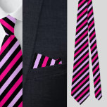 Schwarz-Rosa Streifen Abstraktes Muster Krawatte<br><div class="desc">Schwarz-Rosa Streifen Abstrakte Pattern Nacken Krawatte.</div>