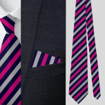 Schwarz-Rosa Streifen Abstraktes Muster Krawatte<br><div class="desc">Schwarz Graurosa Streifen Abstrakte Pattern Nacken Krawatte.</div>