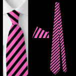 Schwarz-Rosa Streifen Abstraktes Muster Nacktband Krawatte<br><div class="desc">Schwarz und Rosa Streifen Abstrakte Muster Neck Tie.</div>