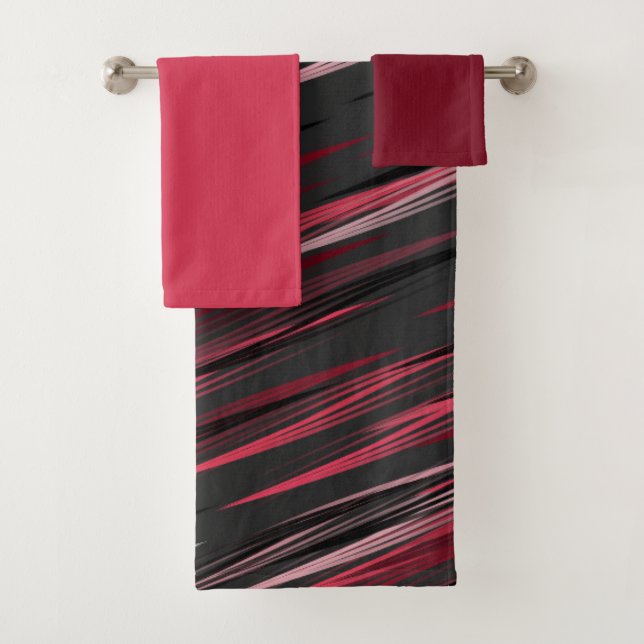 Schwarz-Rosa- und Graustreifen  Badhandtuch Set (Insitu)