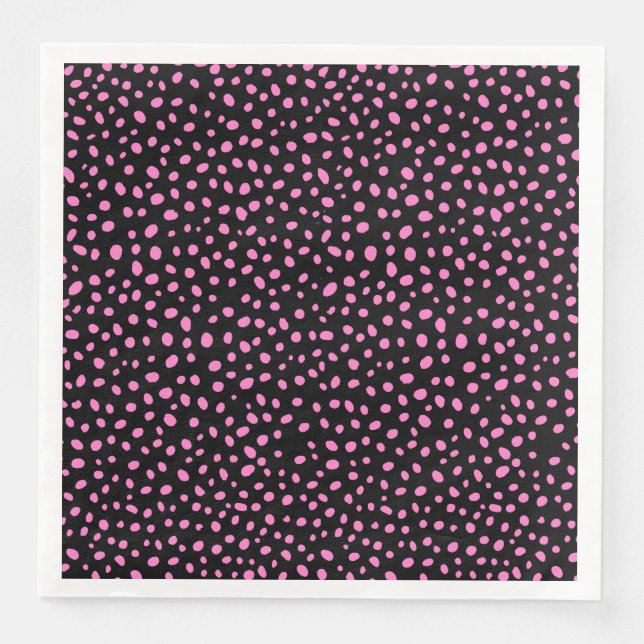 Schwarz-Rosa-ungleichmäßige Punkte Grafik Serviette (Vorderseite)
