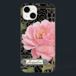 Schwarz Rosa Vintag Elegant Stilvolle Peony Floral Case-Mate iPhone Hülle<br><div class="desc">Dieses Kunstwerk mit einem schwarzen Hintergrund und einem grauen, schmiedeeisernen Trell hinter dem Blumendesign wurde von Audrey Jeanne Roberts im Vintagen Stil erschaffen. Die Blüte der botanischen Blume ist in Rosa, Rosa, Rosa und Rosa gehalten. Im Hintergrund befindet sich ein Gusseisen-Rollenzaun. Eine antike Namensschild in abgetragener, bedrückter Silberzinnung ist mit...</div>